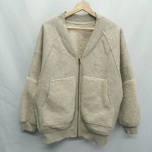 ◇ ⊇ w closet ダブルクローゼット リバーシブル ボア 長袖 ブルゾン サイズF ベージュ レディース E