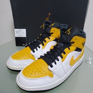 NIKE AIR JORDAN 1 MID ナイキ エアジョーダン1 スニーカー 27.5㎝ イエロー ホワイト 554724-170 箱あり