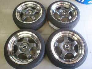 未走行　RAYONE 143　新品タイヤ16インチ4本　7J＋35　4H100　195/45R16　ヴィッツ　ロードスター　　越谷