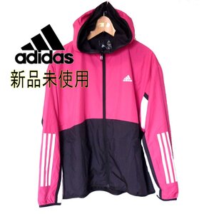 定価8250円新品L★アディダスピンク×ブラックウインドブレーカージャケット/ adidasレディース防風ジャケット