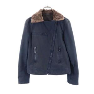 アーペーセー フランス製 ライダースジャケット 38 ネイビー A.P.C. レディース