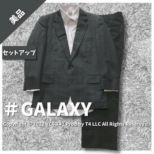 GALAXY セットアップ M スーツ上下 グレー系 日本製 秋冬 春 上品 毛100% ×2736