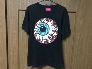 MISHIKA MNWKA ミシカ Tシャツ プリント 半袖 目玉 ストリート メンズ Sサイズ 黒 中古古着