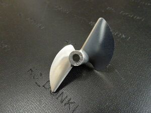 送料込み　（逆プロペラ）　プロペラCNC アルミ2枚ペラ スクリュー　Shaft bore=4.76mm Dia=50mm Pitch=1.4　品番CNCF-5014250R