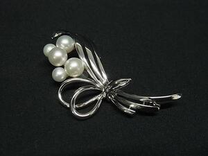 1円 ■極美品■ MIKIMOTO ミキモト 本真珠 アコヤ真珠 パール 約4〜7mm SV925 ピンブローチ ピンバッチ アクセサリー シルバー系 FL2785