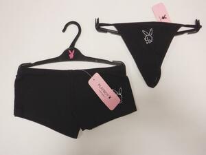 福袋 PLAY BOY プレイボーイ ブラック 黒 レディース 下着 パンツ Tバック ショーツ パンツ Sサイズ 2点セット