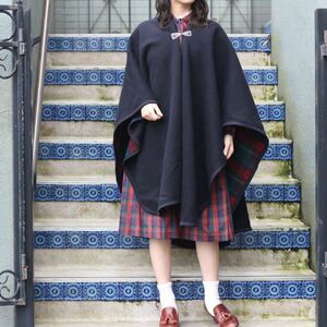 EU VINTAGE WOOL OVER DESIGN CAPE COAT PONCHO/ヨーロッパ古着ウールオーバーデザインケープコートポンチョ