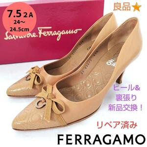 良品箱付き☆フェラガモ【Ferragamo】リボン ガンチーニ パンプス