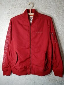 to5542　VISION STREET WEAR　ヴィジョン　ストリート　ウェア　ジップ　ジャケット　ブルゾン　Ma-1風　バックプリント　ロゴ　人気