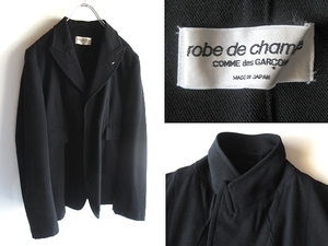 希少 90sビンテージ robe de chamble COMME des GARCONS ローブドシャンブル コムデギャルソン ウール フック テーラードジャケット F 黒