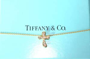 TIFFANY&Co. ティファニー ゴールド クロス ネックレス ストーン 750　保存袋 箱付き