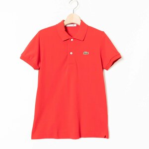 メール便◯ LACOSTE ラコステ ポロシャツ 半袖 トップス 36 綿100％ コットン レッド 赤 スポーツウェア カジュアル 春夏