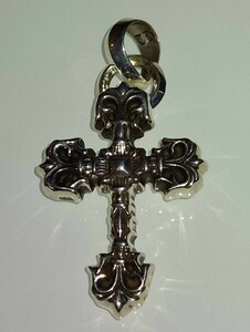 ⑥1円スタート〜CHROME HEARTS クロムハーツFILIG CROSS-XSM W BALE フィリグリークロスXSベイル wベイル (シルバー 25.50g) トップ