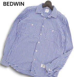 BEDWIN & THE HEARTBREAKERS ベドウィン 通年 長袖 CPO ワーク ギンガムチェック★ シャツ Sz.2　メンズ 日本製　C4T07485_8#C