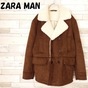 【人気】ZARA MAN/ザラ マン フェイクムートンコート ブラウン サイズL/9827