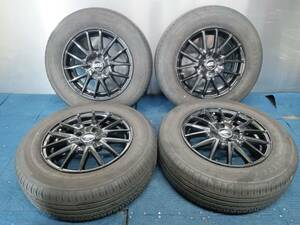 ★8-8.5分山★21年製★ ZEETEX NEW REVOLUTION 185/70R14　社外ホイール 14×5.5J +38 4H-100 4本セット　E299