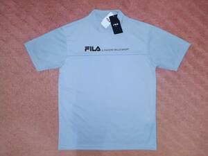 即決★FILA フィラ 吸汗速乾・UV対策・再帰反射 スポーツ 半袖Tシャツ 水色/黒(ロゴ) メンズM 