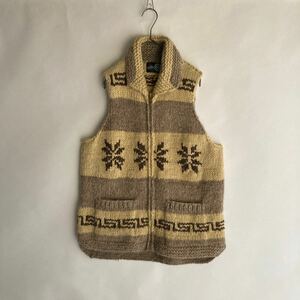 【初期】South2 west8 × CANADIAN SWEATER カナダ製 サウスツーウェストエイト 別注 カウチンベスト ハンドニット ナチュラルカラー