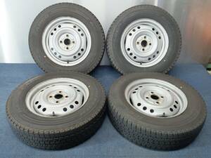 ★7-8分山★21年製★ グッドイヤーICE NAVI CARGO 165/80R14 97/95N LT　スチールホイール 14×4.5J 4H-100 4本セット スタッドレス　G417