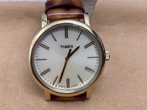 K1233 TIMEX タイメックス クオーツ べっ甲 エナメルレザーベルト 稼働品 メンズ レディース 使用可能 腕時計 現状品