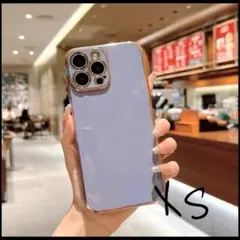 iPhoneXS用ソフトケースパープルTPU韓国スマホカバー無地10Sかわいい