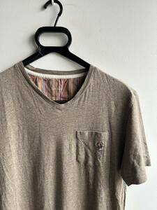 【美品】Paul Smith カットソー 半袖 Tシャツ メンズ M ブラウン 茶 うさぎ刺繍 マルチラビット ポール スミス