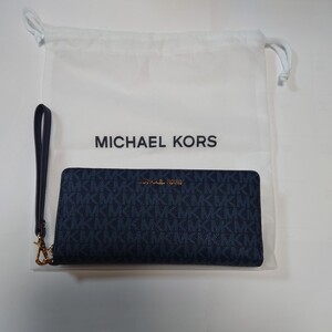 ☆未使用☆　JET SET TRAVEL コンチネンタル　☆マイケル・コース　MICHELKORS　長財布☆　35R4GTVT3V　濃いブルー色　MK柄