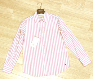 新品60%OFF　マックスマーラ　Max Mara　コットンストライプシャツ　ピンク　42サイズ　【送料無料】