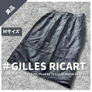 【美品】 GILLES RICART レザーひざ丈スカート M ×3446