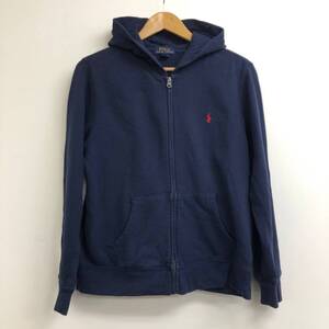 □POLO RALPH LAUREN パーカー L(14-16) 160 紺 ポロラルフローレン キッズ 裏起毛 ジップアップ フーディ 複数落札同梱OK 240826-4