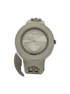 GUCCI◆腕時計/アナログ/レザー/SLV/WHT/129.4//