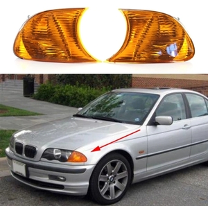 ②BMW 3シリーズ E46 2ドアクーペ/コンバーチブル 交換用 フロントコーナーレンズランプ イエロー アンバー ウィンカー 純正適合社外品