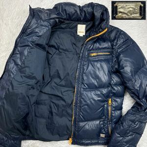 【極美品Lサイズ!!!】 名作 DIESEL ディーゼル WEROXIM JACKET 2wayダウンジャケット メタルプレート ジップアップ 極暖 紺×黄