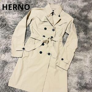 極美品 HERNO ラミナー ゴアテックス 撥水 トレンチコート 40