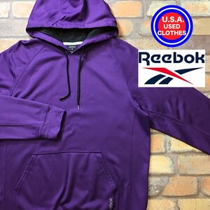 ME5-691★アメリカ買付商品★良品 正規品★【Reebok リーボック】高機能 PLAY WARM ラグラン プルオーバー パーカー【US メンズ M】紫 保温