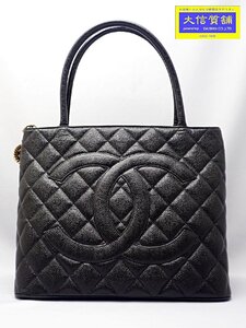 CHANEL シャネル 復刻トートバッグ A01804 キャビアスキン ゴールド金具 黒 中古A 【送料無料】 A-8438