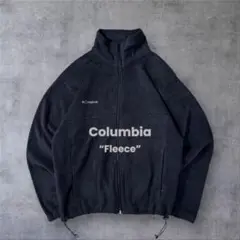 Columbia 古着 フルジップフリースジャケット ブラック 裾ドローコードM