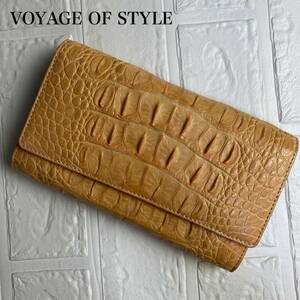 【未使用級/美品】ボヤージュオブスタイル　長財布　クロコダイル　ピンクベージュ　VOYAGE OF STYLE エキゾチックレザー　ワニ革　鰐革