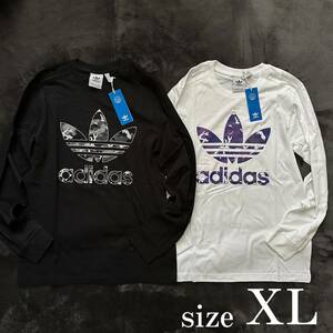 XLサイズ 新品 adidas originals アディダス オリジナルス 2枚セット 長袖 ロンT 黒 ブラック 白 ホワイト 迷彩 LL HR3526/3527