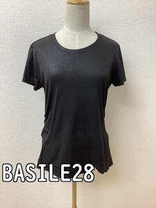 BASILE28 バジーレ こげ茶カットソー シボ革風 サイズ42