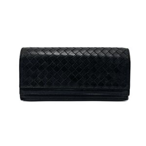 良品 BOTTEGA VENETA ボッテガ ヴェネタ イントレチャート レザー 二つ折り 長財布 eD1213N