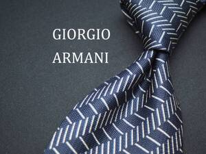 美品【GIORGIO ARMANI ジョルジオアルマーニ】 C1744 ネイビー系 SILK ブランド ネクタイ 古着 良品