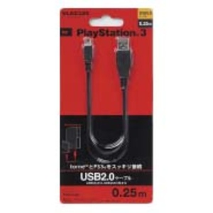 USB2.0ケーブル [A-mini B) 0.25m torne(トルネ)をつないで、PlayStation 3で地上デジタルテレビ放送を楽しめる: U2C-GMM025BK