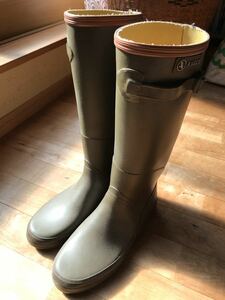 AIGLE エーグル CHANTEBELLE シャンタベル ラバーブーツ サイズ37（23.5cm）カーキ×ブリックレッド オリーブ MADE IN FRANCE