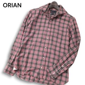 ORIAN オリアン Vintage 秋冬 ホリゾンタルカラー★ 長袖 スリムフィット チェック ネル シャツ Sz.XS　メンズ　I4T03372_A#B