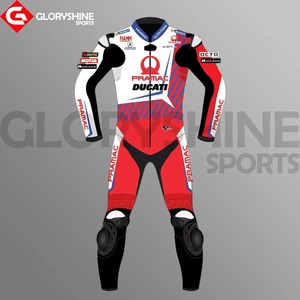 海外 送料込み 　高品質 ヨハン・ザルコ Team Pramac Racing 2021 レーシングレザースーツ 　 サイズ各種　本革　レプリカ