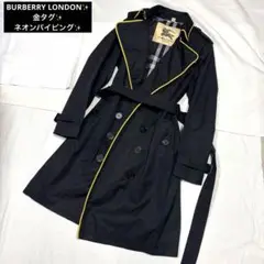 希少 BURBERRY LONDON 金 ネオンパイピングノバ トレンチコート