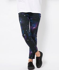 X-girl エックスガール　ladies レディース　ボトムス　PRINT PANT LEGGINGS 宇宙　size:1 S collar:BLK ブラック　