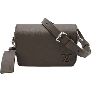 ルイヴィトン LOUIS VUITTON アエログラム ファストライン ウェアブル ウォレット M82281 グレー カーキ レザー ショルダーバッグ 中古