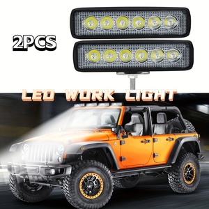 2個セット 車 ヘッドライト 18W LEDフォグライト 15cm ユニバーサル 汎用 6LED ホワイト ヘッドランプ 防水 6500K スポットライト t113